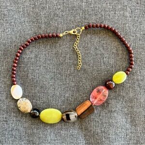 Multicolor Chunky Boho Style Mixed Materials Beaded Statement Necklace